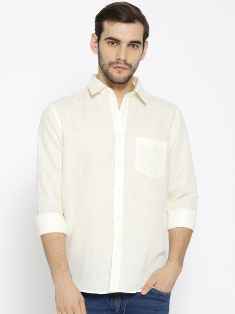 

Oxemberg Men Cream-Coloured Slim Fit Solid Formal Shirt