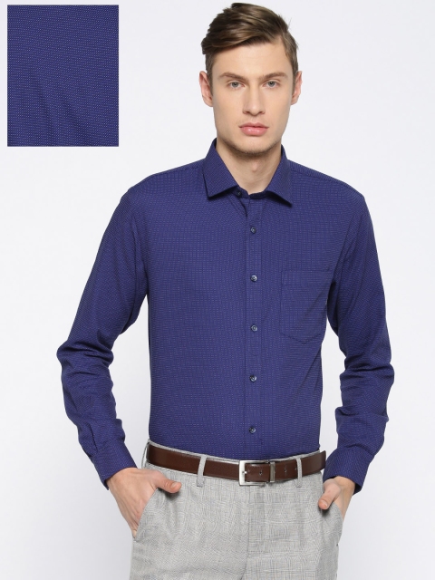 

Oxemberg Men Navy Blue Slim Fit Printed Formal Shirt