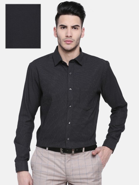 

Oxemberg Men Black Slim Fit Self Design Formal Shirt