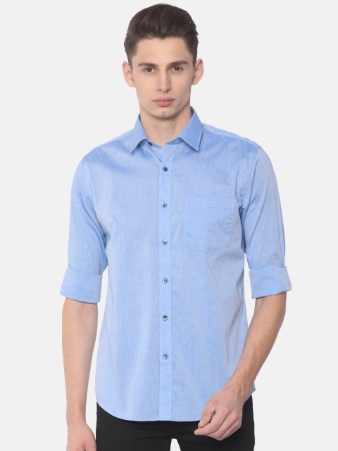 

Oxemberg Men Blue Slim Fit Solid Casual Shirt