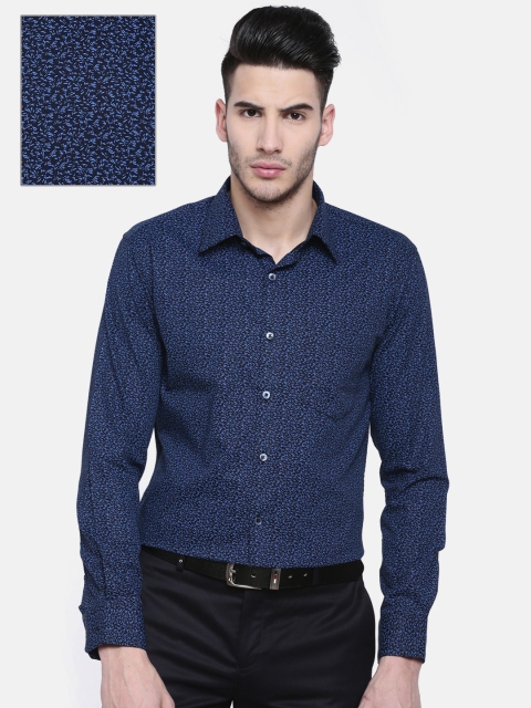 

Oxemberg Men Blue & Black Slim Fit Printed Formal Shirt