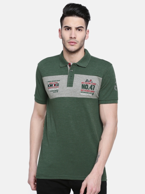 

Oxemberg Men Green Colourblocked Polo Collar T-shirt