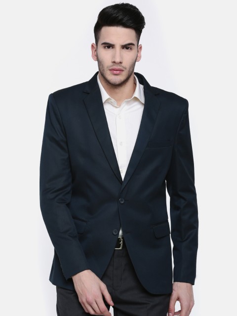 

Oxemberg Men Navy Modern Fit Single-Breasted Formal Blazer, Navy blue