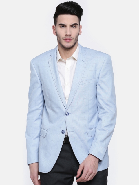 

Oxemberg Blue Modern Regular Fit Checked Single-Breasted Formal Blazer