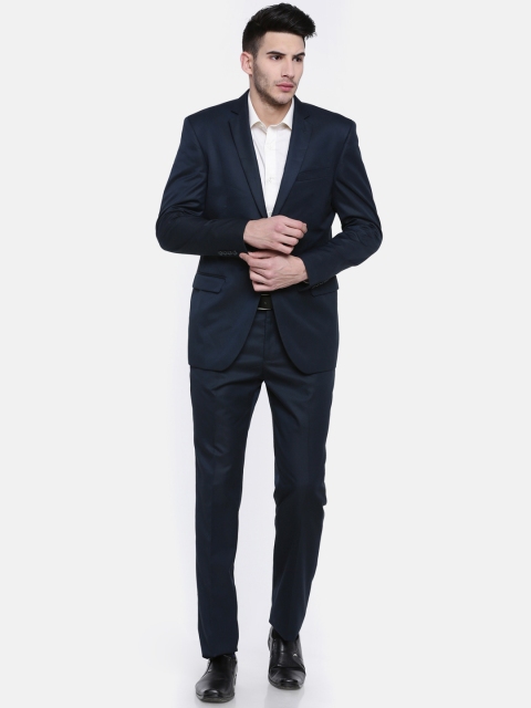 

Oxemberg Navy Checked Single-Breasted Modern Fit Casual Suit, Navy blue