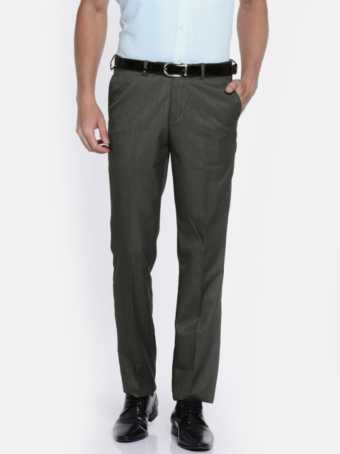 

Oxemberg Men Charcoal Grey Trim Fit Solid Formal Trousers