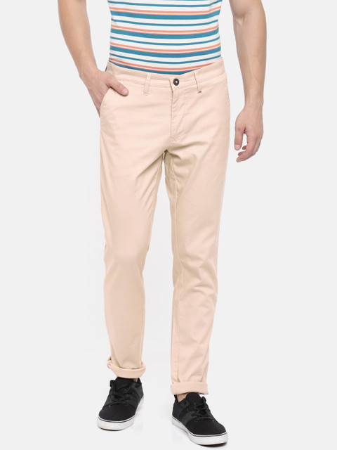 

Oxemberg Men Cream-Coloured Slim Fit Self Design Chinos