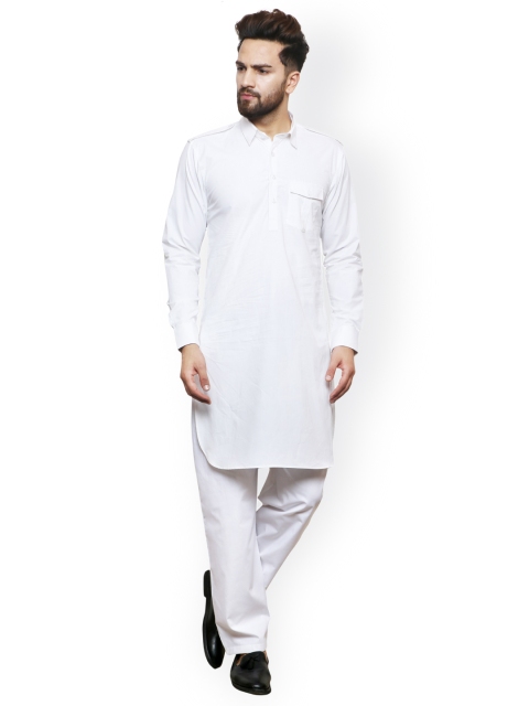 

Zotw Men White Solid Pathani Kurta