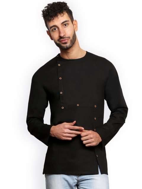 

Zotw Men Black Solid Straight Kurta