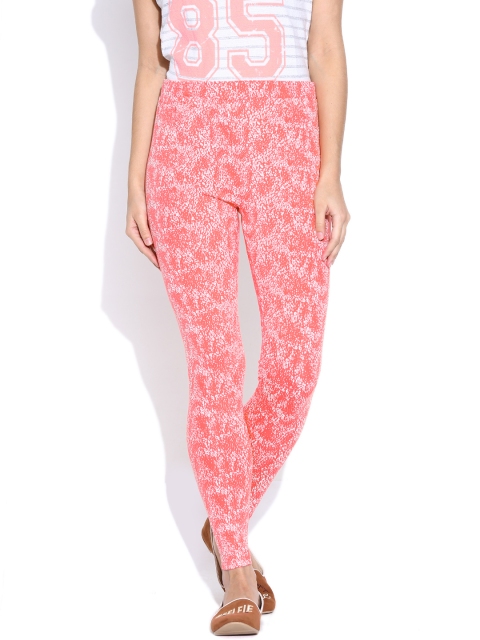 

Sera Coral & White Women Printed Leggings