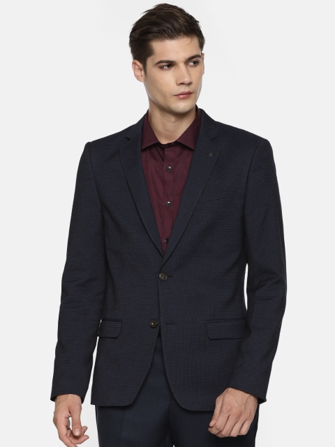 

Arrow New York Men Navy Self-Design Zero Calorie Fit Single-Breasted Formal Blazer, Navy blue