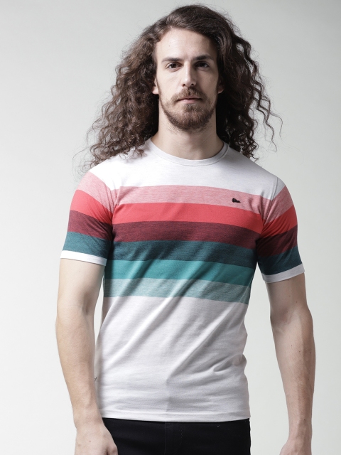 

Okane Men Multicoloured Striped Round Neck T-shirt, Multi