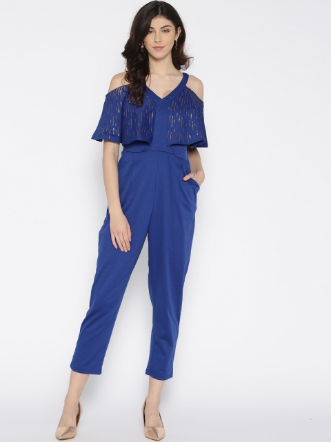 

Global Desi Blue Solid Basic Jumpsuit