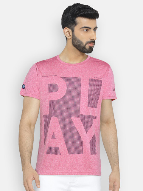 

Solly Sport Men Pink Printed Round Neck Tennis T-shirt