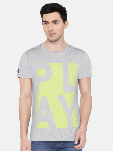 

Solly Sport Men Grey Melange Printed Tennis T-shirt