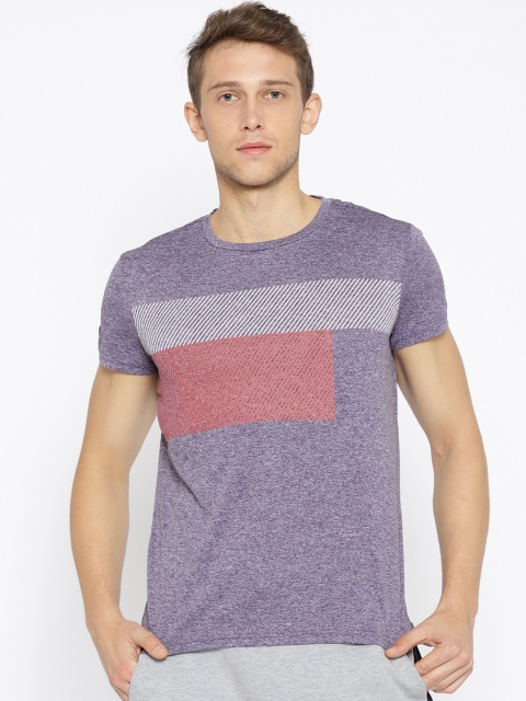 

Solly Sport Men Purple Striped Detail Round Neck Tennis T-shirt
