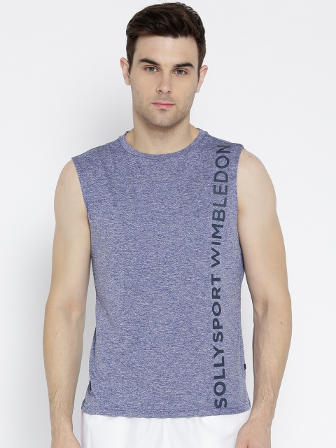 

Solly Sport Men Blue Solid Sleeveless Tennis T-shirt