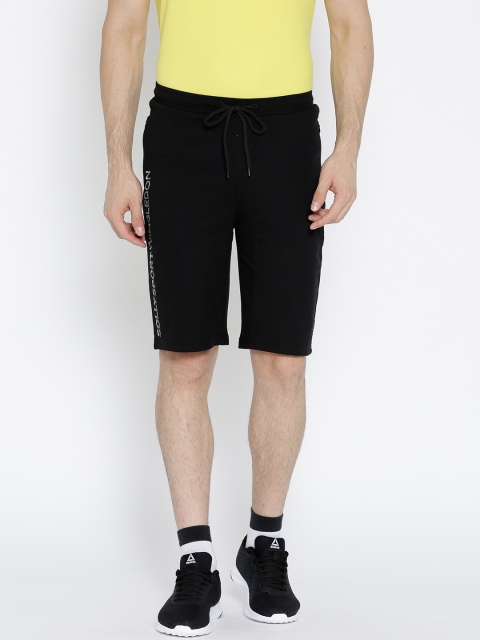 

Solly Sport Men Black Solid Regular Fit Tennis Shorts With Printed Detail