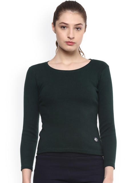 

GRIFFEL Women Olive Green Striped Top