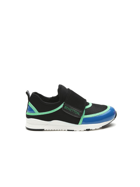 

United Colors of Benetton Boys Black & Blue Colourblocked Slip-On Sneakers