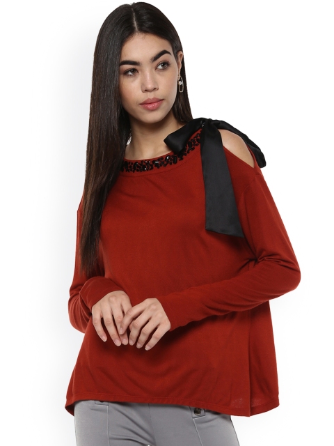 

Kazo Women Maroon Solid Blouson Top
