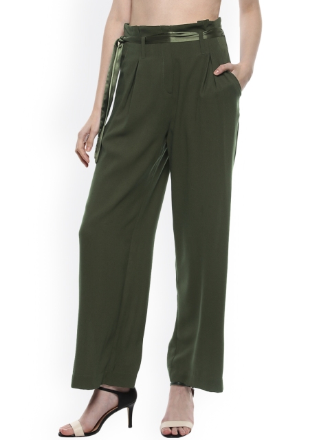 

Kazo Women Green Straight Solid Palazzos