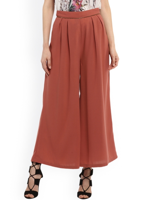 

Kazo Women Brown Flared Solid Palazzos