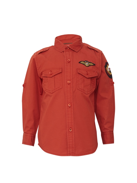 

TALES & STORIES Boys Red Regular Fit Solid Casual Shirt