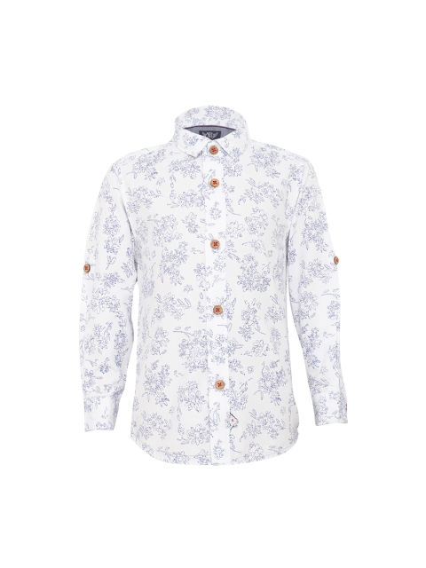 

TALES & STORIES Boys White Regular Fit Printed Casual Shirt