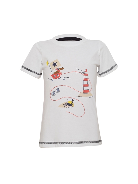 

TALES & STORIES Boys White Printed Round Neck T-shirt