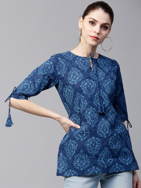 

GERUA Blue Printed Straight Kurti