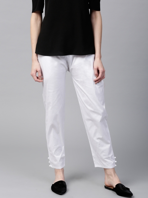 

GERUA Women White Regular Fit Solid Cropped Trousers