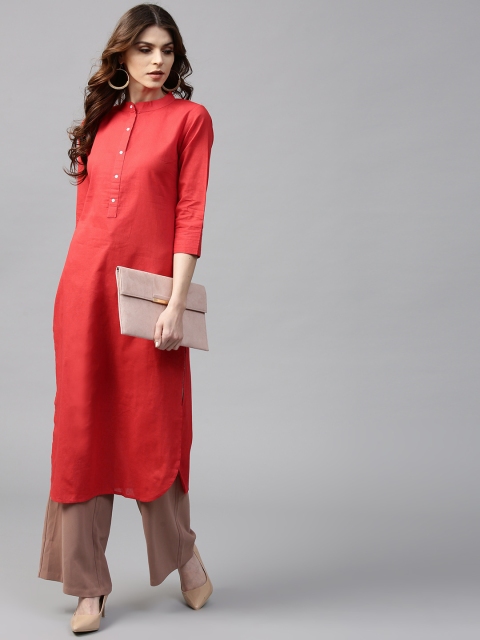 

GERUA Women Red Solid Straight Kurta