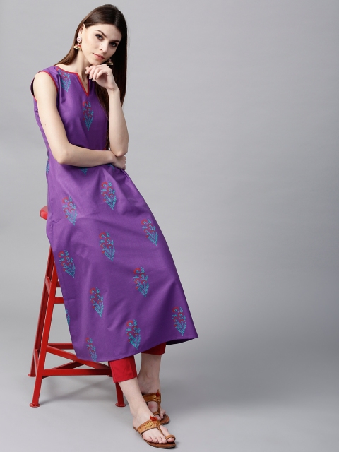 

GERUA Women Purple Printed A-Line Kurta