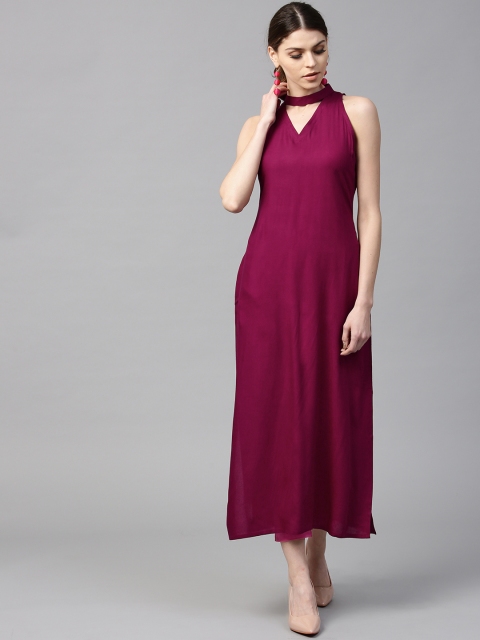 

GERUA Women Purple Solid A-Line Kurta