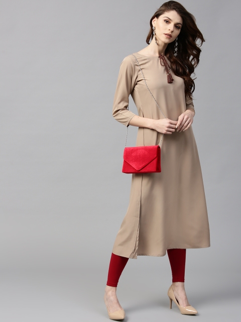 

GERUA Women Beige Solid A-Line Kurta