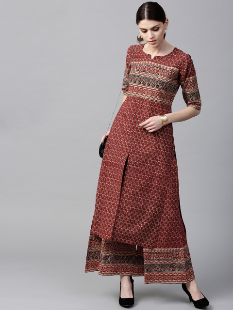 

GERUA Women Red & Beige Printed Kurta with Palazzos
