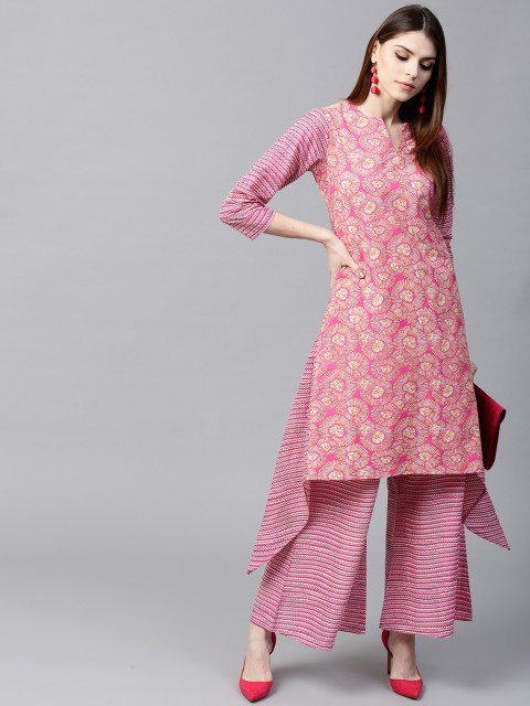 

GERUA Women Pink Printed Kurta with Palazzos