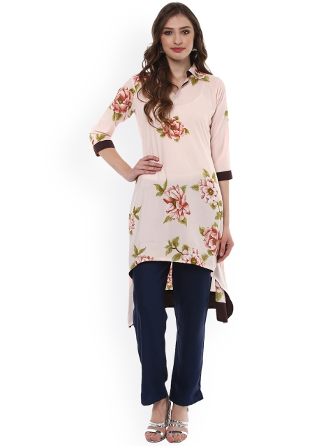 

ZIYAA Women Peach-Coloured Printed A-Line Kurta