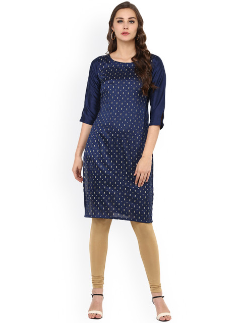 

ZIYAA Women Blue Printed Straight Kurta