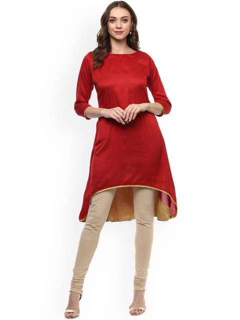 

ZIYAA Women Red Solid A-Line Kurta
