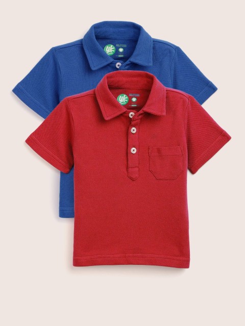 

YK Organic Infant Boys Pack of 2 Polo Sustainable T-shirts, Red