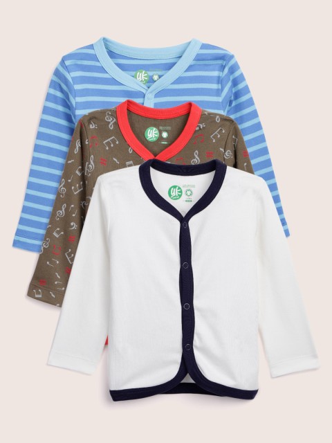 

YK Organic Infant Boys Pack of 3 Jhablas, White