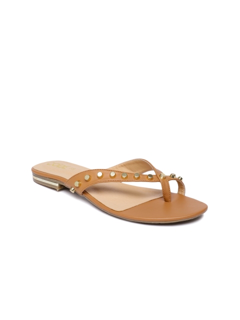 

CODE by Lifestyle Women Tan Solid Synthetic Open Toe Flats