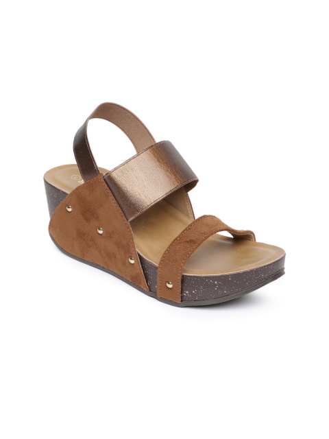 

Ginger by Lifestyle Women Tan & Bronze-Toned Colourblocked Wedges