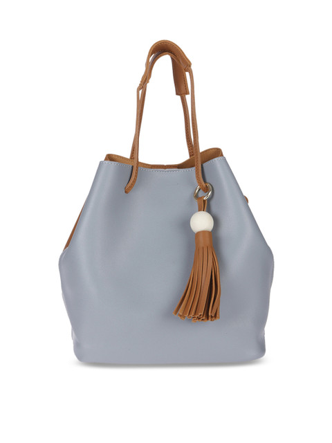 

FUR JADEN Grey & Brown Colourblocked Handheld Bag
