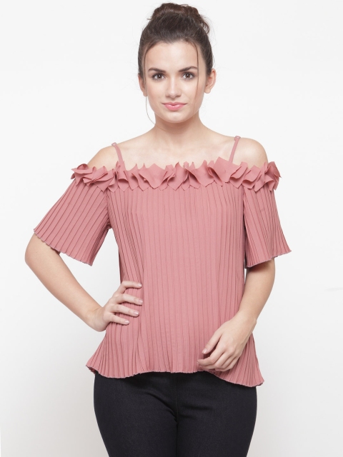 

plusS Women Pink Solid Bardot Top
