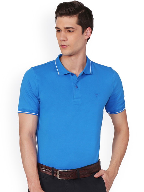 

Van Heusen Men Blue Solid Polo Collar T-shirt