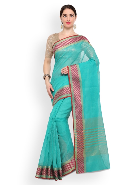 

Ligalz Turquoise Blue Printed Saree