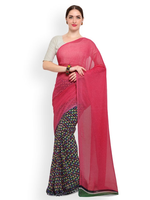 

Ligalz Multicoloured Printed Poly Georgette Saree, Multi